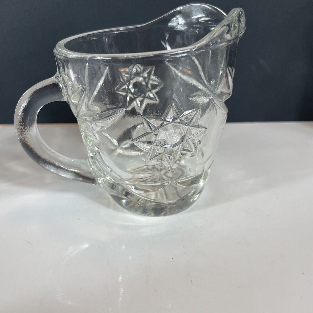 Anchor Hocking Prescut Star of David Creamers & Sugar Bowl Lid Vtg MCM - Picture 10 of 16